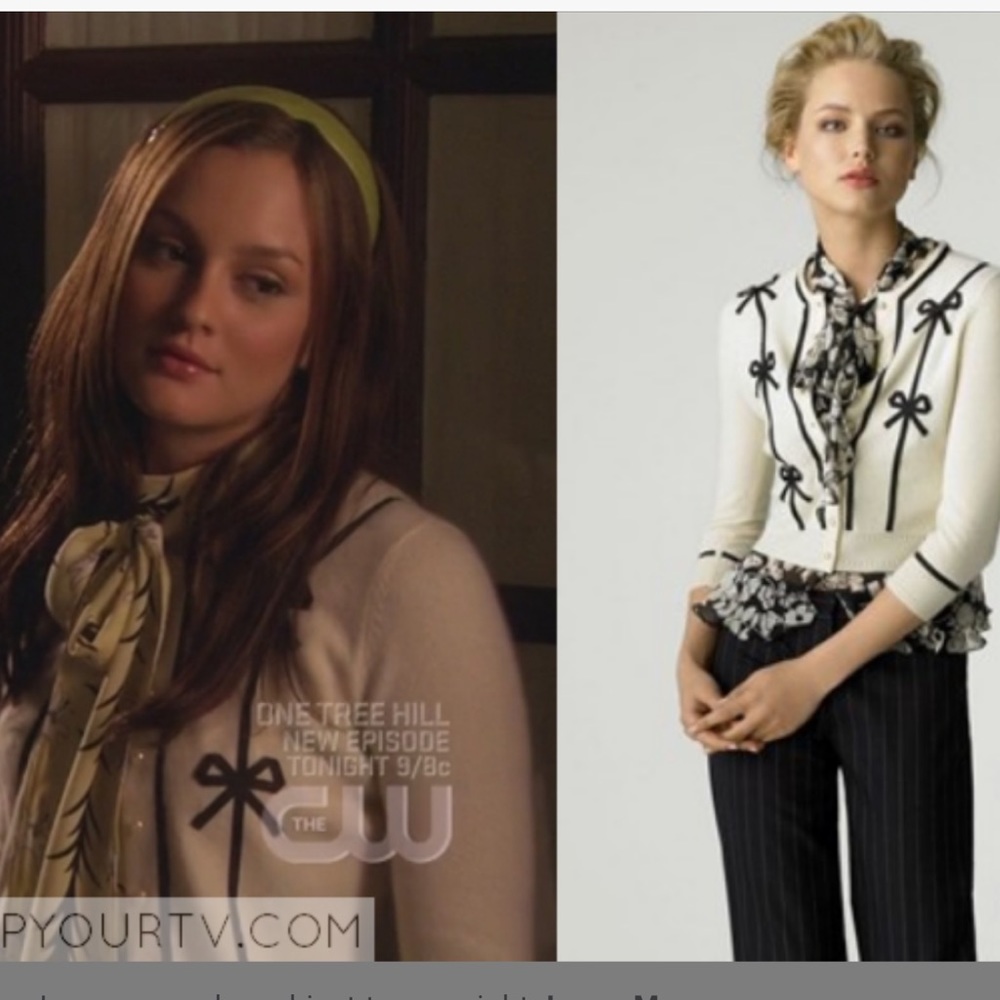 Milly bow cashmere cardigan aso Gossip Girl